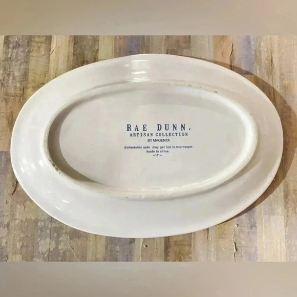 Rae Dunn by Magenta Oval Appetizer Plates MERRY CHRISTMAS Large Red Font Set Of4 - Picture 3 of 3